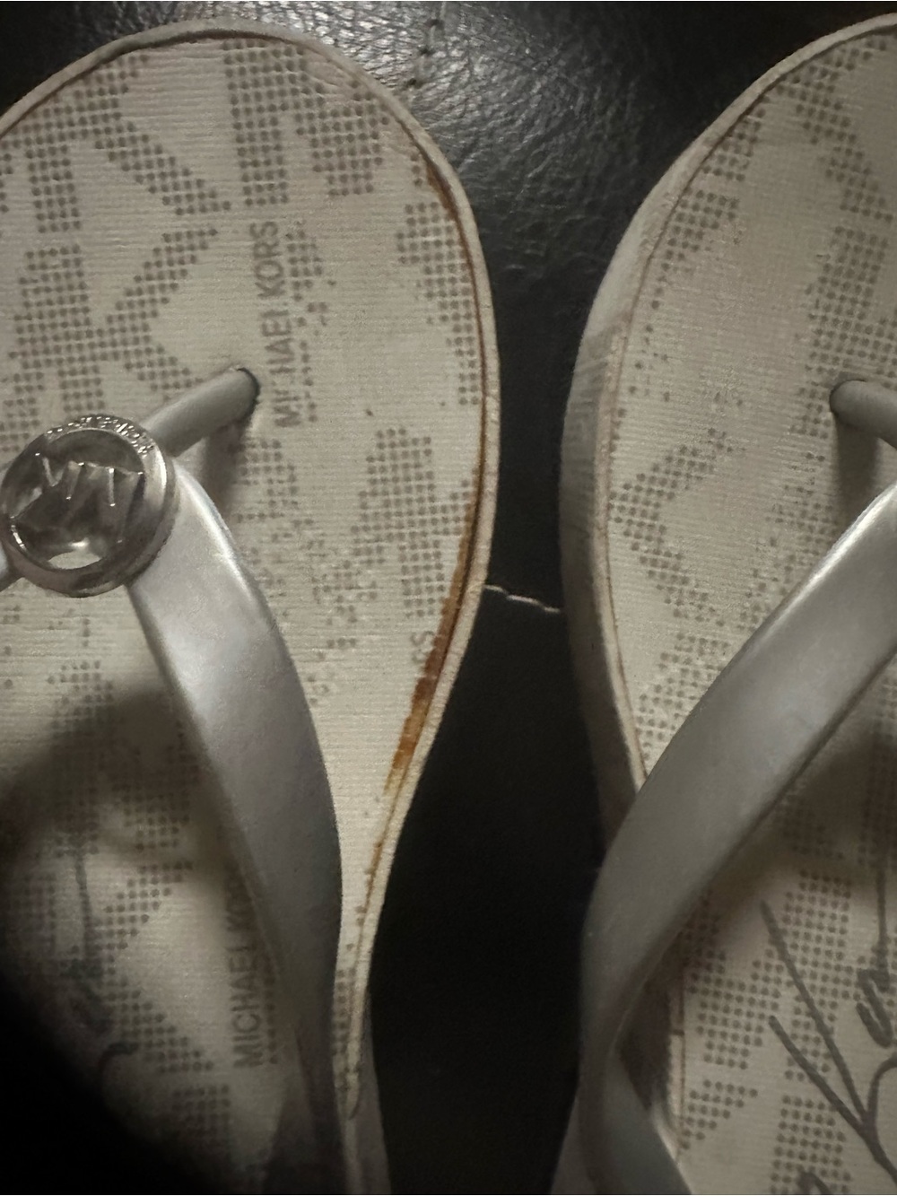 Michael Kors Silver Logo Thong Sandals - Picture 4 of 7